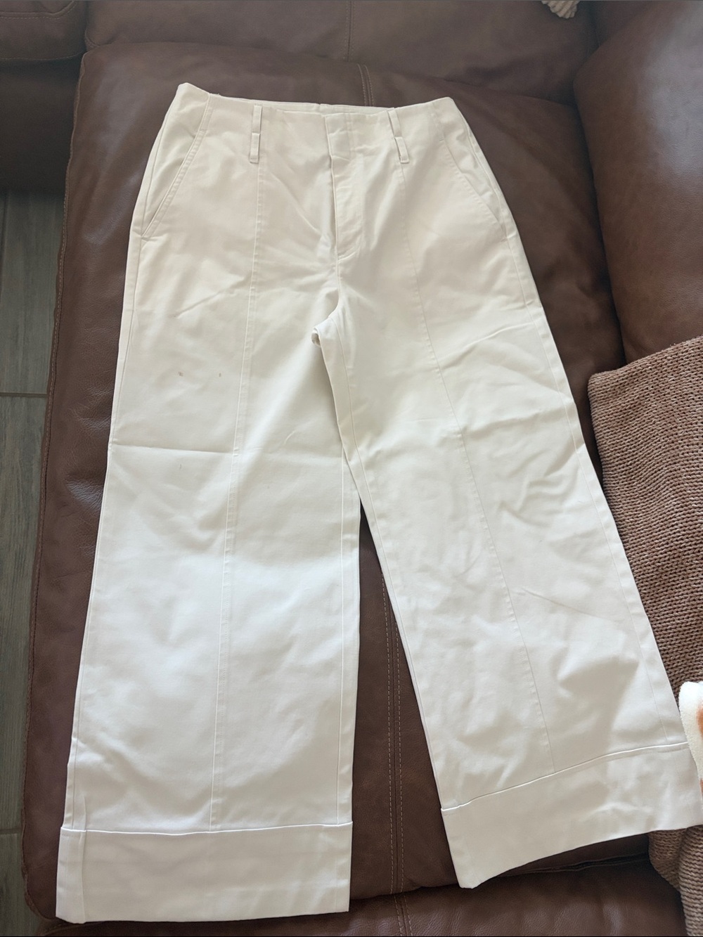 LOFT Cream Wide-Leg Ankle Pants